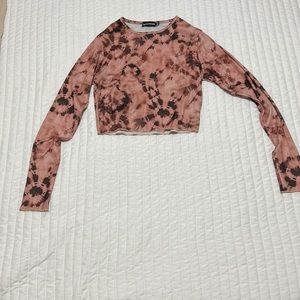 Pink tie dye cropped long sleeve